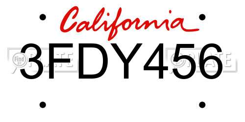 3FDY456 California License Plate