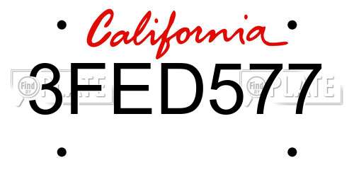 3FED577 California License Plate