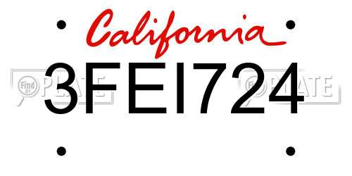 3FEI724 California License Plate