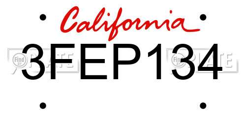 3FEP134 California License Plate