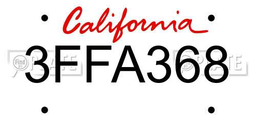 3FFA368 California License Plate