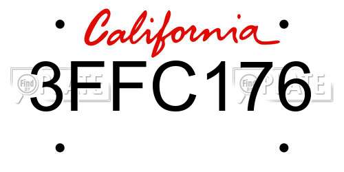3FFC176 California License Plate