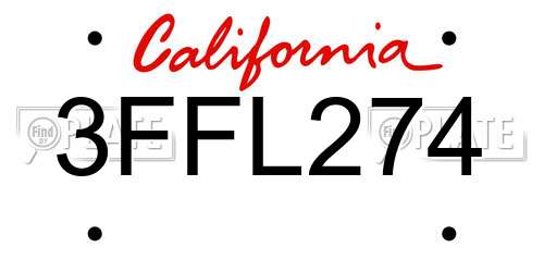 3FFL274 California License Plate
