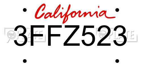3FFZ523 California License Plate