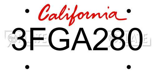 3FGA280 California License Plate