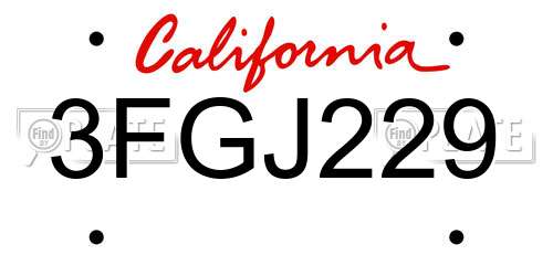 3FGJ229 California License Plate