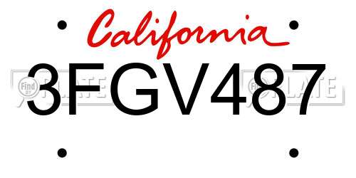 3FGV487 California License Plate