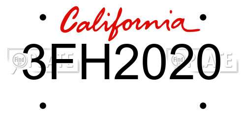 3FH2020 California License Plate
