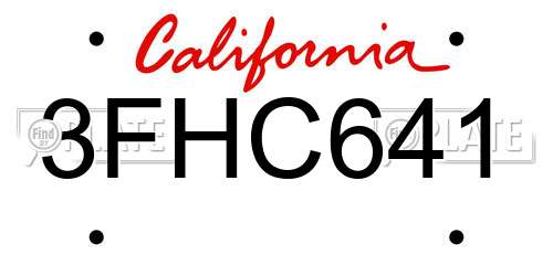 3FHC641 California License Plate