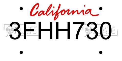 3FHH730 California License Plate