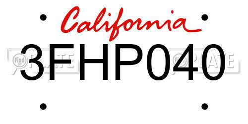 3FHP040 California License Plate