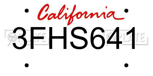3FHS641 California License Plate
