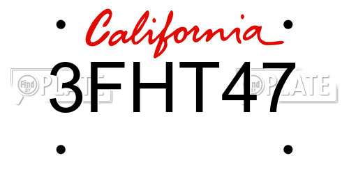 3FHT47 California License Plate
