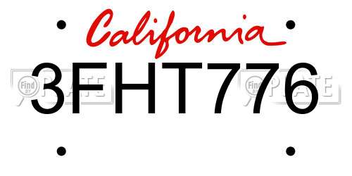 3FHT776 California License Plate