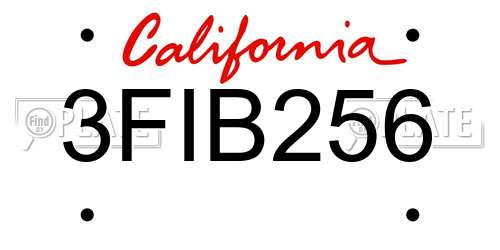 3FIB256 California License Plate
