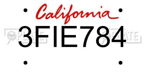 3FIE784 California License Plate