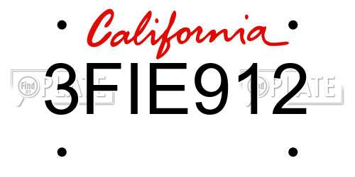 3FIE912 California License Plate