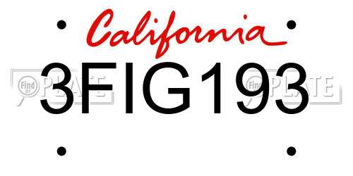 3FIG193 California License Plate