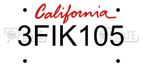 3FIK105 California License Plate