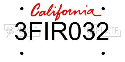 3FIR032 California License Plate