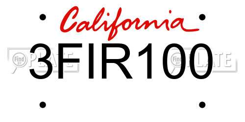 3FIR100 California License Plate