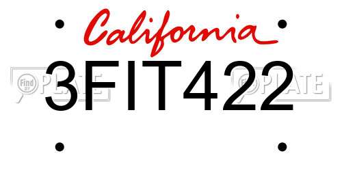 3FIT422 California License Plate