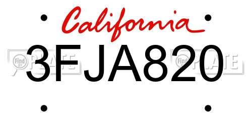 3FJA820 California License Plate
