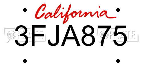 3FJA875 California License Plate