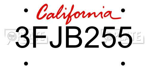 3FJB255 California License Plate