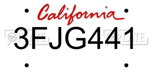 3FJG441 California License Plate
