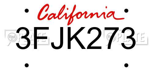 3FJK273 California License Plate