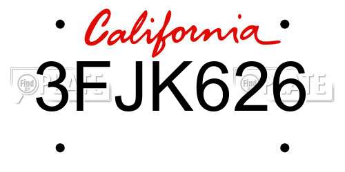 3FJK626 California License Plate