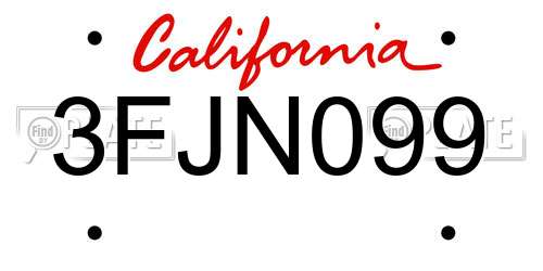 3FJN099 California License Plate