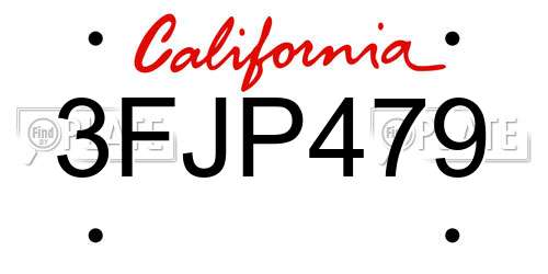 3FJP479 California License Plate