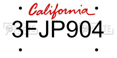3FJP904 California License Plate