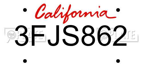 3FJS862 California License Plate
