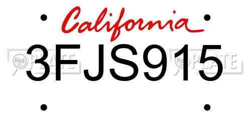 3FJS915 California License Plate