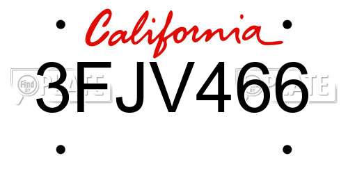 3FJV466 California License Plate
