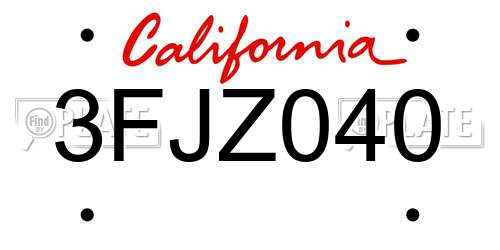 3FJZ040 California License Plate