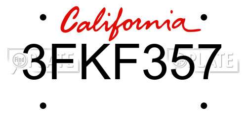 3FKF357 California License Plate