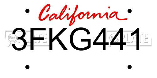 3FKG441 California License Plate