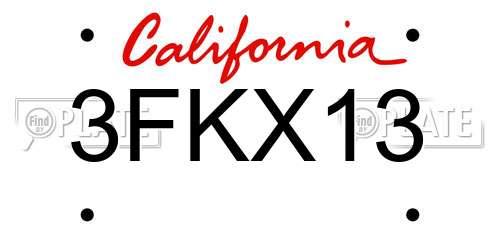 3FKX13 California License Plate