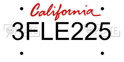 3FLE225 California License Plate