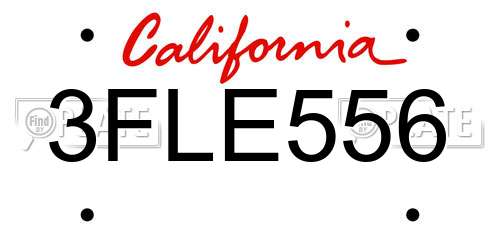 3FLE556 California License Plate