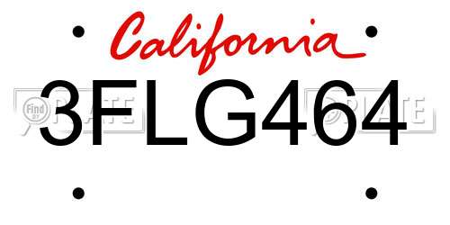 3FLG464 California License Plate
