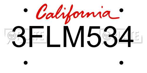 3FLM534 California License Plate