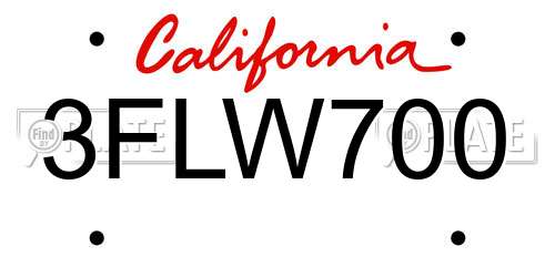 3FLW700 California License Plate