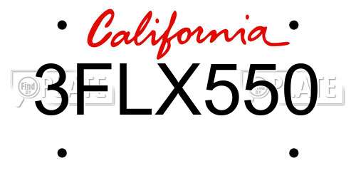 3FLX550 California License Plate