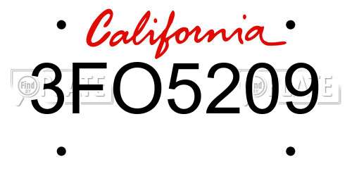 3FO5209 California License Plate