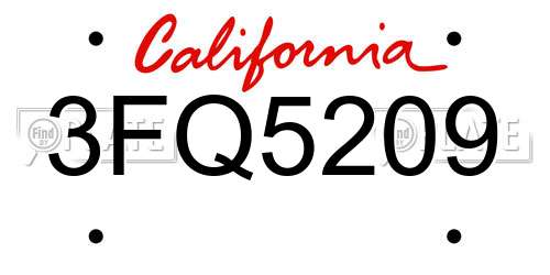 3FQ5209 California License Plate
